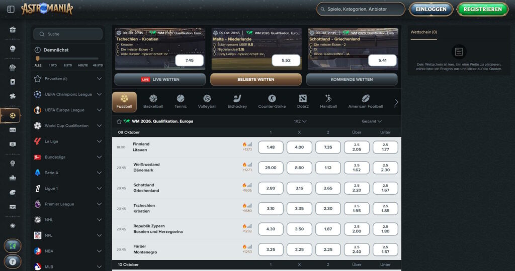 AstroMania Sportwetten