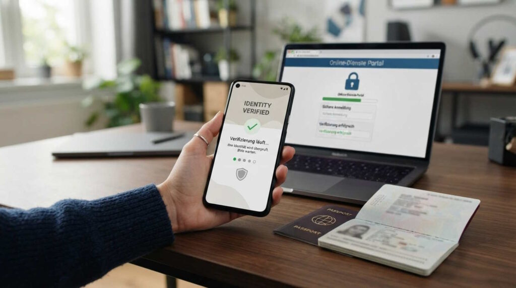 Das Bild zeigt, wie ein KYC ID-Check ablaufen könnte.